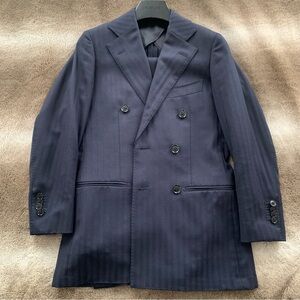Navy herringbone suit, Italian fabrics
